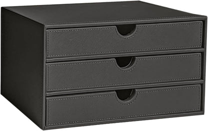 UnionBasic Document Organizer, 3-Drawer File Cabinet Document Storage Box, Office Desktop Filing Organizer, Elegent Grey
