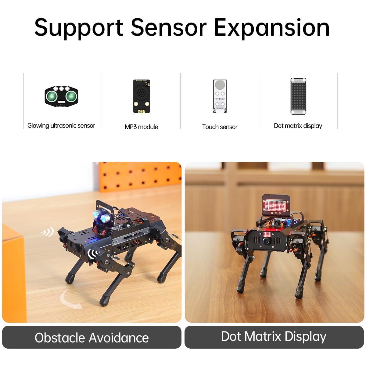 PuppyPi ROS2 Robot Dog with ChatGPT Large AI Models AI Embodied Intelligence Robotic Dog Vision Scene Voice Command Understanding Bionic Quadruped ROS Education Robot, Advance & RaspberryPi5 4GB