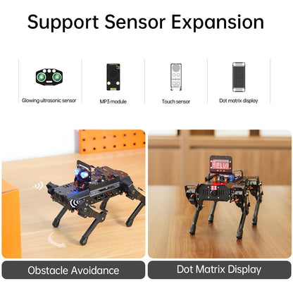 PuppyPi ROS2 Robot Dog with ChatGPT Large AI Models AI Embodied Intelligence Robotic Dog Vision Scene Voice Command Understanding Bionic Quadruped ROS Education Robot, Advance & RaspberryPi5 4GB