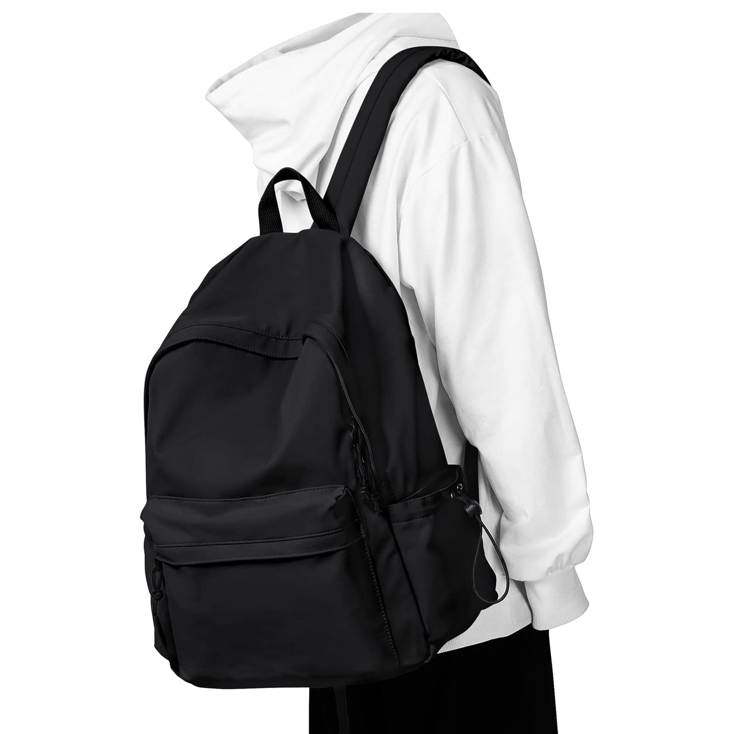 Lendolk Black Middle School Backpack For Men Women Simple Backpack For College Students Aesthetic High School Bag Waterproof Bookbag For Teens Girls Boys