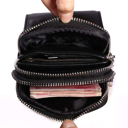 Leather Waist Pack Phone Belt Bag for Men Loop Holster Wallet Cellphone Case Pouch Pack Clip Money Purse for Phone Note Edge Plus (Black)