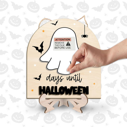 Reusable Days Until Halloween Dry Erase Board Sign for Kids Activities, Halloween Countdown Advent Wall Tabletop Decor Home Classroom Sign, Ghost Theme Decorations Indoor Tiered Tray (Marker Included)