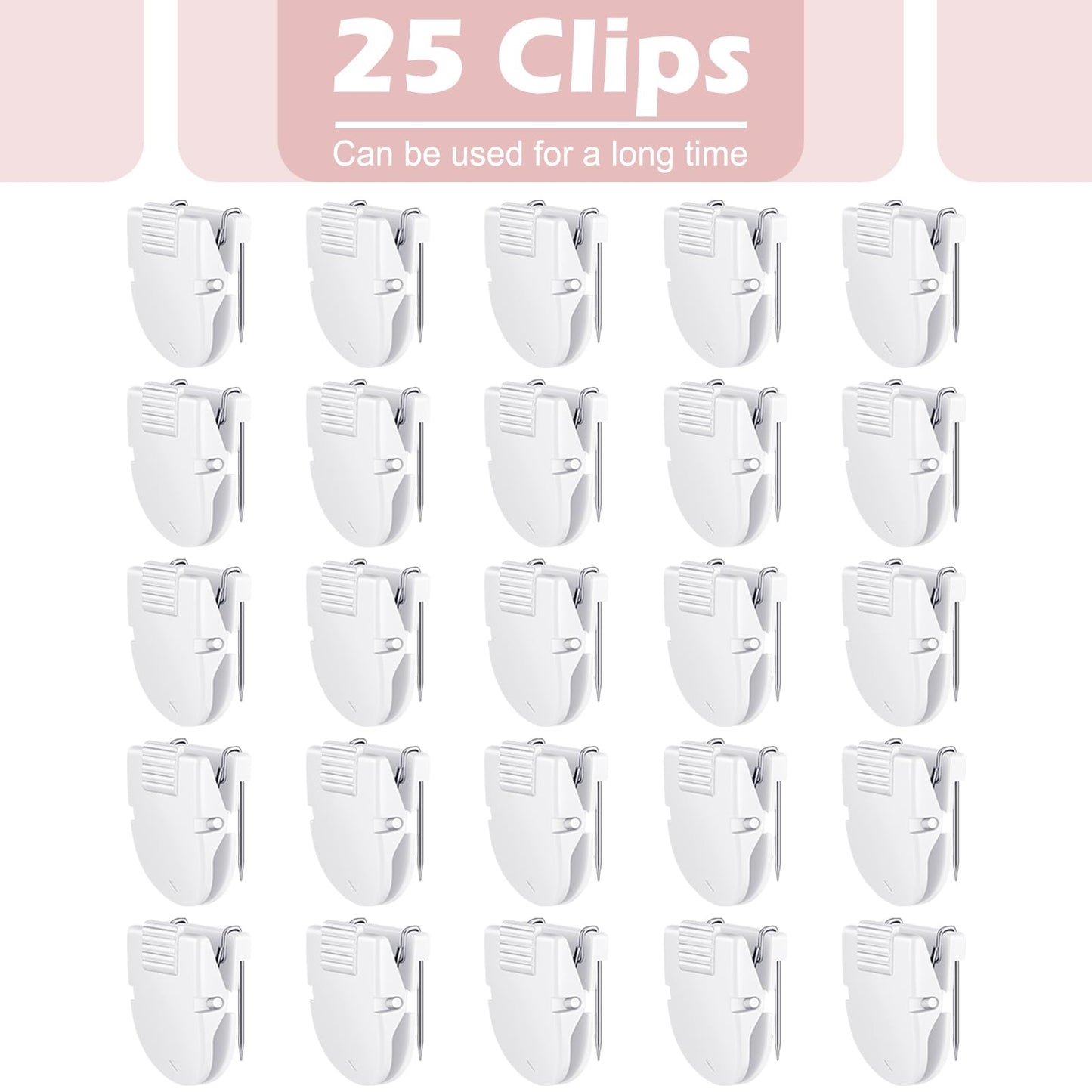 Feifeiya 25 Pcs Cubicle Clips Fabric Panel Cubicle Accessories Fabric Partition Panel Wall Clip Office Photos Wall for Notes Memos Standard Size, 40-Sheet Capacity (White)