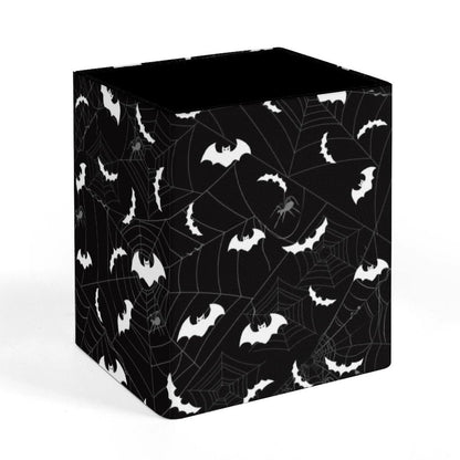 DerlonKaje Bats Square Leather Pen Holder, Minimalist Desk Organizer for Office Home School, Pencil & Stationery Storage Box, Gift for Students Teachers Colleagues