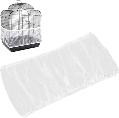 Universal Bird Cage Seed Catcher,Seed Catcher Guard Net Cover,Parrot Nylon Mesh Net Cover,Soft Airy Cage Net Stretchy Skirt for Round Square Cages