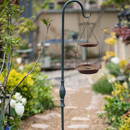 Hanging Bird Bath for Outdoor, 2-in-1 Antique Copper Metal Bird Feeder&Birdbath Bowls with 23" Rust-Proof Black Chains Backyard Birdbath Garden Decor