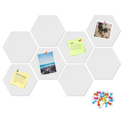 Uoisaiko 8 Pack Hexagon Felt Bulletin Board Tiles - 12" Large Thick Pin Board for Walls with 30 Push Pins, DIY Boards for Office Home School Decor, Aesthetic Hex Cork Board Alternative
