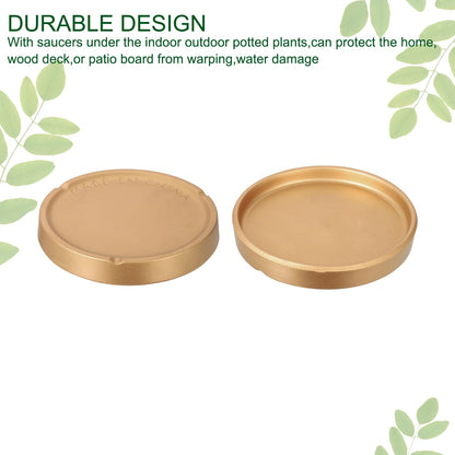 M METERXITY 3 Pack Planter Saucers - Ceramic Plant Tray Flower Pot Drip Trays Round Apply to Outdoor/Garden (4/5/6inch, Gold)