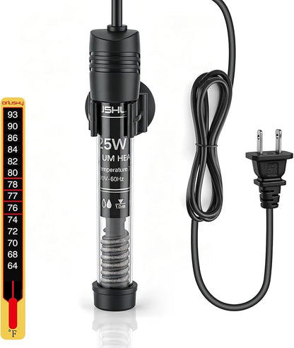 Orlushy Submersible Aquarium Heater, Adjustable Fish Tahk Heater with Free Thermometer Suitable for Marine Saltwater and Freshwater
