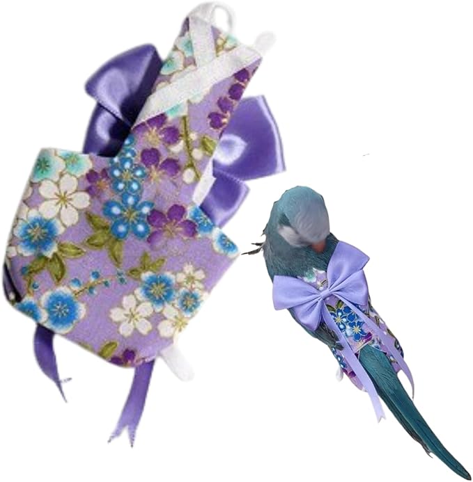 Bird Diaper Parrot Washable Diapers, Parrot Flight Suit, Reusable Nappies for Parakeet Cockatiel Mini Macaw Budgie Conure Lovebird (Purple,M)