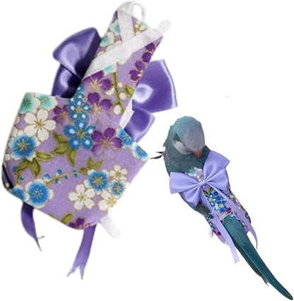 Bird Diaper Parrot Washable Diapers, Parrot Flight Suit, Reusable Nappies for Parakeet Cockatiel Mini Macaw Budgie Conure Lovebird (Purple,S)