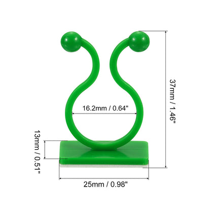 uxcell 100Pcs Plant Climbing Wall Fixture Clips, Plant Fixer Self-Adhesive Hooks Wire Fixing Supporting for Indoor Outdoor Decoration and Cable Wire Fixing (Green, 16.2mm/0.64")