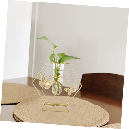 Zerodeko Hydroponic Plant Vase Hexagonal Glass Terrarium with Lightweight Floral Holder for Wedding Centerpieces Home Office Desktop Decoration