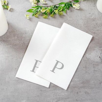 Luxenap 15.8 X 7.9 Inch Linen-Feel Guest Towels, 50 Lettered Hand Towels