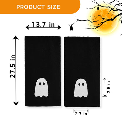 kuchisity 4 Pcs Hand Towels Embroidered Black White Ghost Cotton Dish Towel for Bathroom, Hand Drying, Cleaning, Kitchen, Cooking Gift (27.5x13.7 Inch)