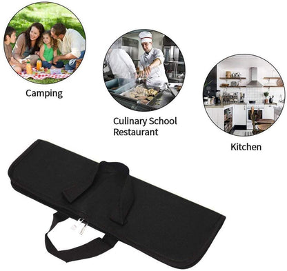 Knife Roll,Heavy Duty Knife Bag,Waxed Canvas knife Case with 4 Slots for Knives & Kitchen Tools,Chef Knife Bag with Handle.Portable Knife Roll Bag for Stroage Home Traveling Camping.Case Knives Pouch
