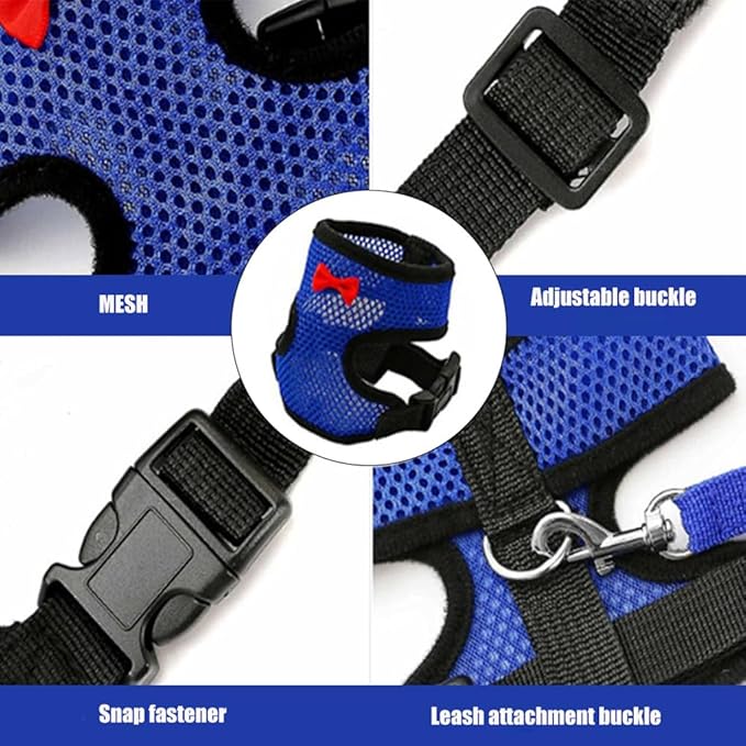Chicken Harness and Leash Set Adjustable Mesh Breathable Duck Training Harness Pets Leashs for Goose Hen Rooster Parrots Dog Kitten, Black L
