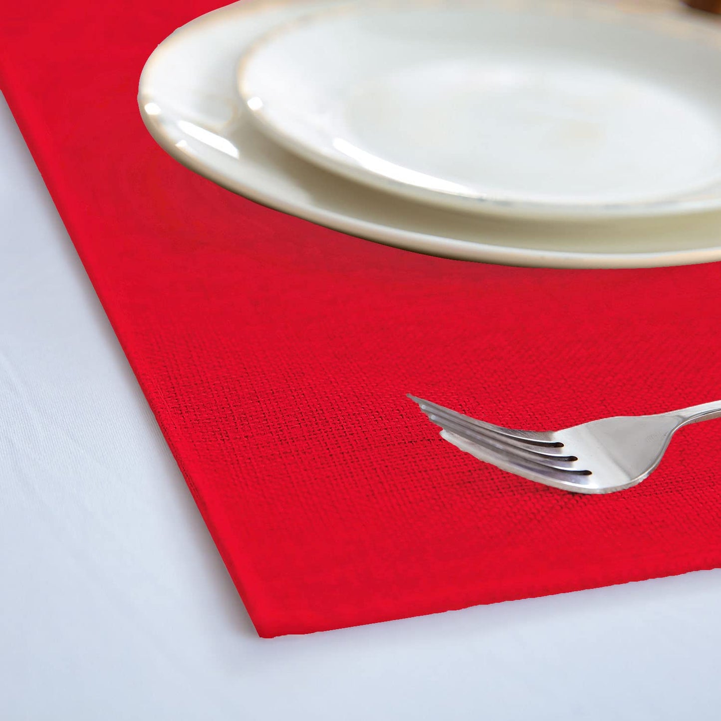 Rinpon Cloth Red Placemats Set of 8, Linen Type Fabric Placemats Machine Washable Heat Resistant Placemats Polyester Place Mats for Halloween, Thanksgiving, Christmas and Valentine Dining Table (Red)