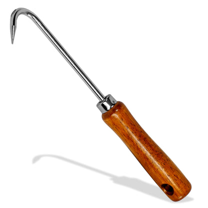 Root Hook Japanese Garden Tool for Loosing Soil, Heavy Duty Japanese Steel, Root Pick Tool for Repotting Bonsai and Transplanting Flower, Made in Japan, Silver