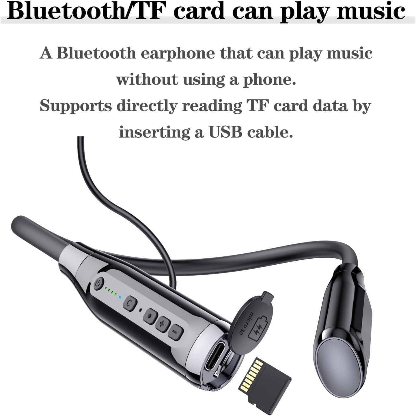 Kinobo Neckband Bluetooth Headphones，6.0 Bluetooth 120 Hours Playtime，IPX7 Sports Waterproof Earbuds with Microphone Noise Cancelling with TF Card Slot ，HiFi Stereo (Black)