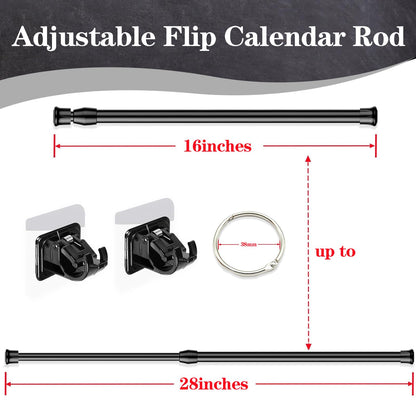 Flip Calendar Bulletin Board Set Classroom Decorations for Whiteboard with Adjustable Flip Calendar Rod Holder Date Cards Days of The Week for Classroom School Supplies(Greenery)
