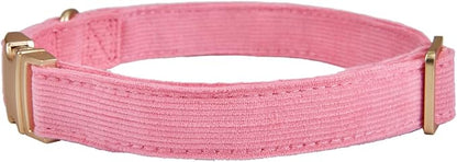 Soft Cotton Dog Collar with Metal Buckle Adjustable Heavy Duty Comfy Corduroy Collars for Small Medium Large Dogs,Rosy Pink,Small