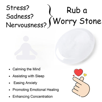 NUKAYAI Thumb Worry Stone Clear Quartz Crystals Oval Tiny Fidget Healing Crystal Natural Meditation Accessories Stress Relief Gifts Reiki Palm Small Trinkets Pocket Anxiety Relief Items for Women Men