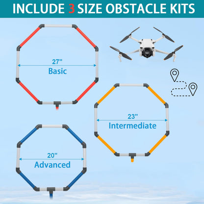 Drone Obstacle Course Kit with Drone Landing Pad, 3-Different Hoop Sizes for FPV RC Racing Game Loop Gates, Easy to Build & Carry Competition Set with Separate Storage Bag,for Kids & Adults