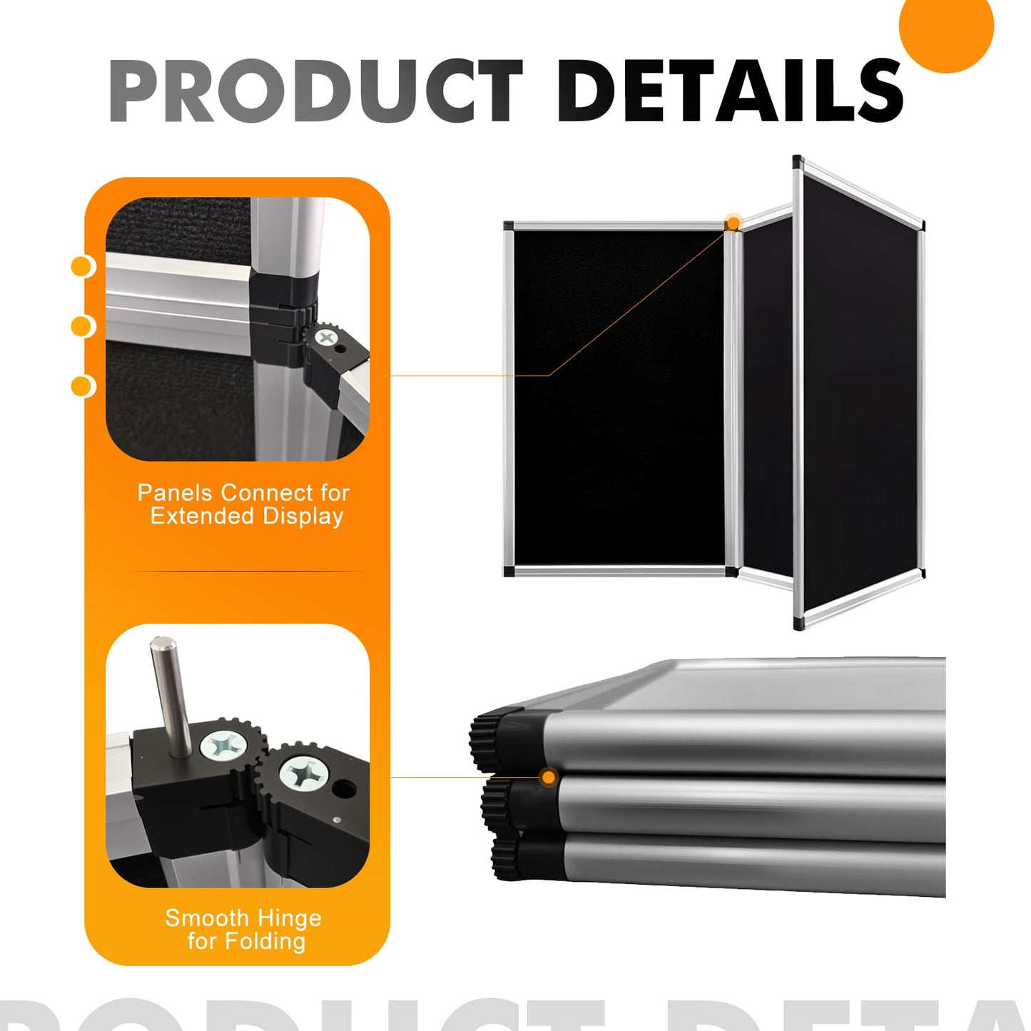 DRKSBesto 3+1 Panel Double-Sided Black Trifold Display Board with Storage Bag, 72 x 35.4 in Folding Tabletop Trifold Poster Board for School Projects, Vendor Events, Science Fairs