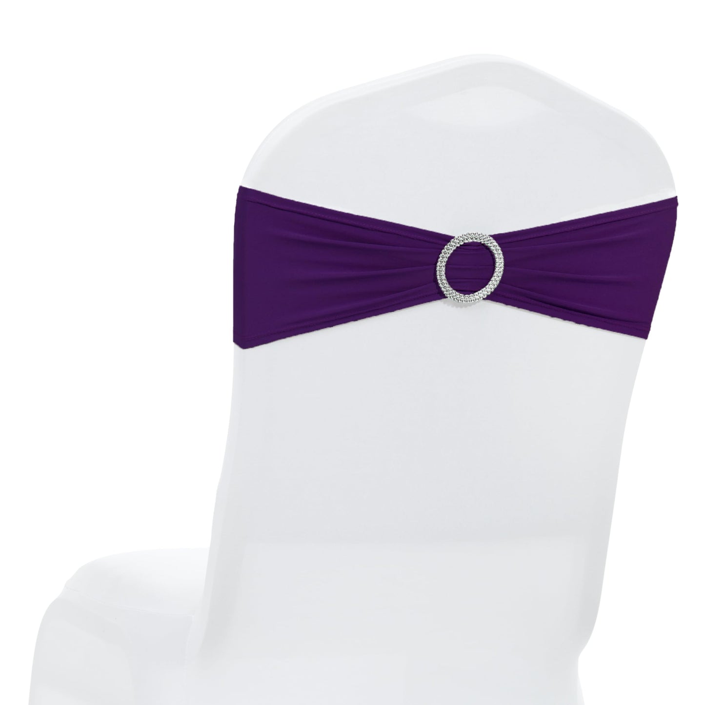 MDS® Pack of 10 Spandex Chair Sashes with Slider Buckle for Wedding & Event Decor, Reusable Stretch Chair Bows Bands for Banquet Chair Cover, Reception, Baby Shower, Birthday Party - Cadbury Purple