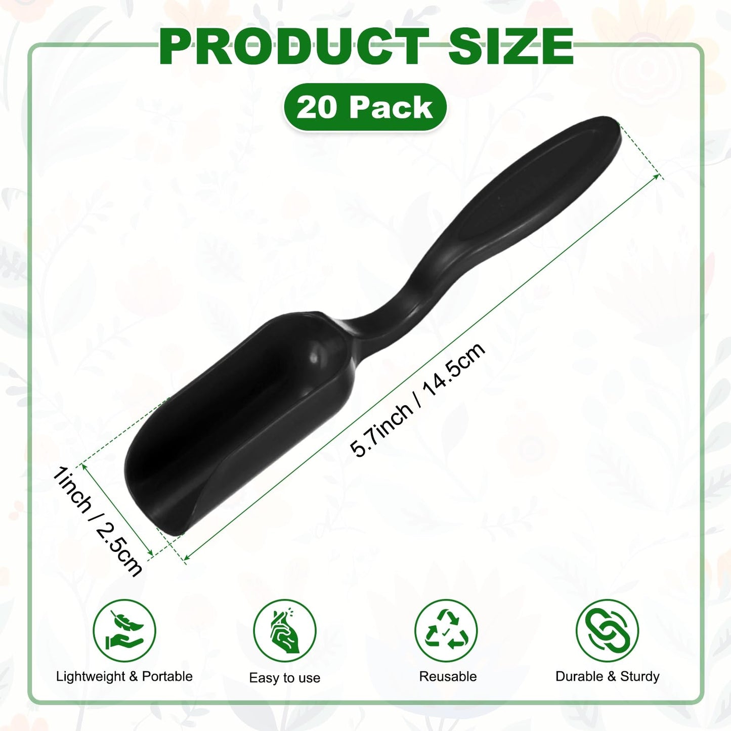 M METERXITY 20-Pack Mini Gardening Shovel Spoons, Plastic Garden Soil Scoops for Cultivation Digging Transplanting/Flower Planting/Plant Succulent, Colorful Small Gardening Tools [Black]