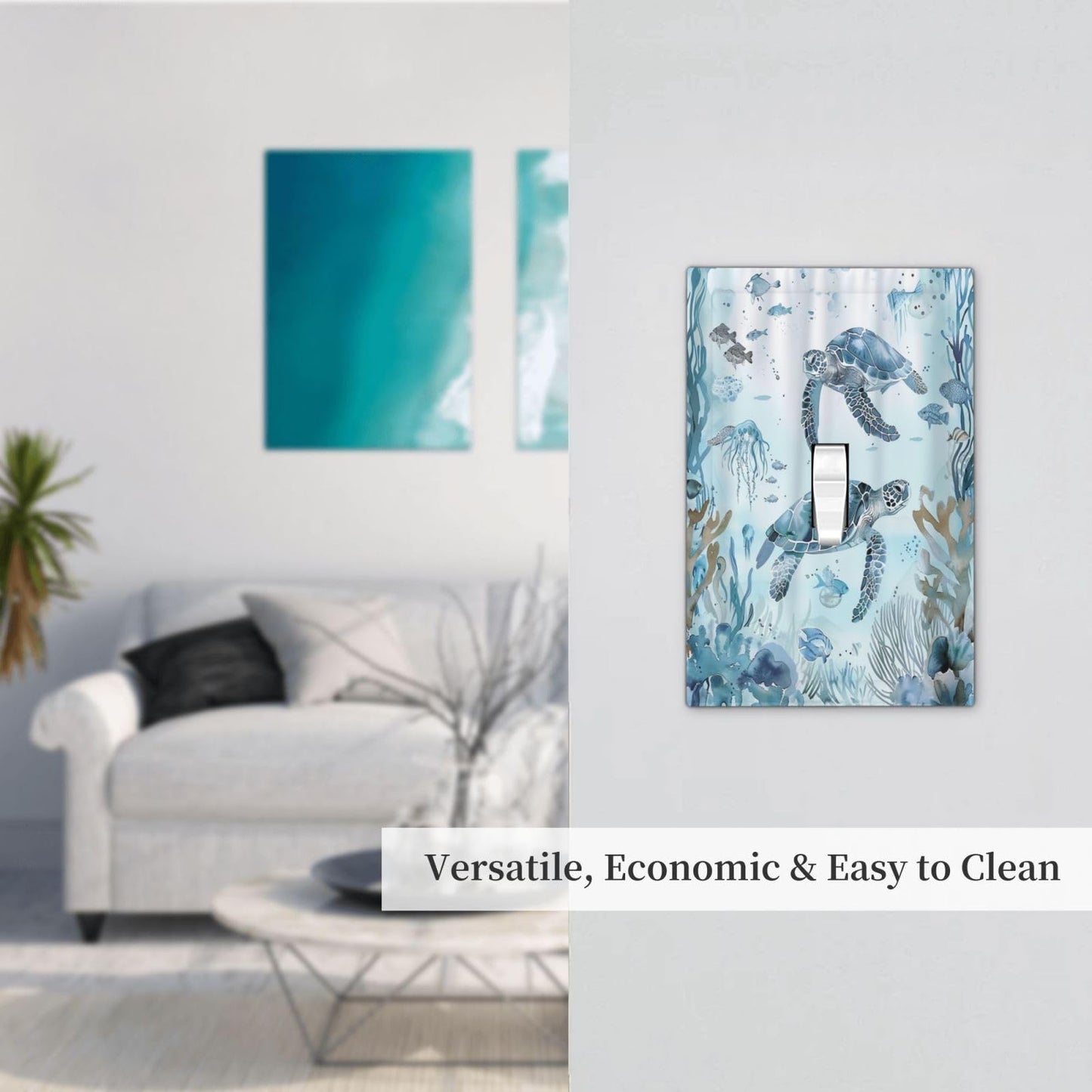 OILbiexn Decorative Light Switch Cover Blue Sea Animal Sea Turtle Seaweed Ocean Plant 1 Gang Wallplates Single Toggle Outlet Covers Switch Plate Electrical Faceplate for Bathroom Bedroom Decor