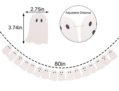 Halloween Ghost Garland - Scary Halloween Decoration, Ghost Banner, Hallowee Decorations Indoor, Haunted House Decor(16 pcs)