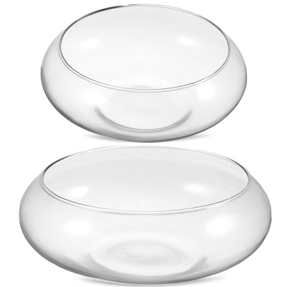 Gatuida 2pcs Glass Vase Bowls Clear Fish Bowls Wide Mouth Flower Vase Round Terrarium, Glass Hydroponic Planter Floral Container for Water Lily Plants Table Centerpiece
