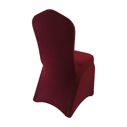 WELMATCH Burgundy Stretch Spandex Chair Covers - 12 pcs Wedding Party Dining Scuba Elastic Chair Covers (Burgundy, 12)