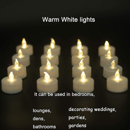Tea Lights - 50 Pack Flameless LED Candles - 200 Hour Battery Operated - Realistic Flickering - Warm White Light - Perfect for Halloween & Seasonal Celebrations