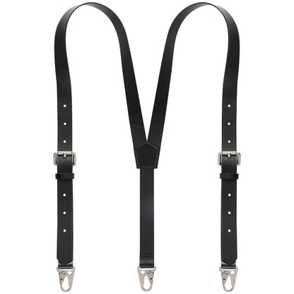 Ringsun Genuine Leather Suspenders for Men, Y Design Hidden Suspenders Under Clothes with 3 Snap Loop, Adjustable Accessories for Men Wedding & Party Essentials, Black