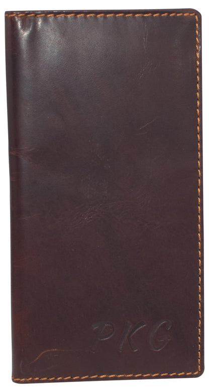 CAZORO Personalized Name Initials Wallets Vintage Leather RFID Bifold Checkbook Cover Holder Womens Mens (RHU Brown)
