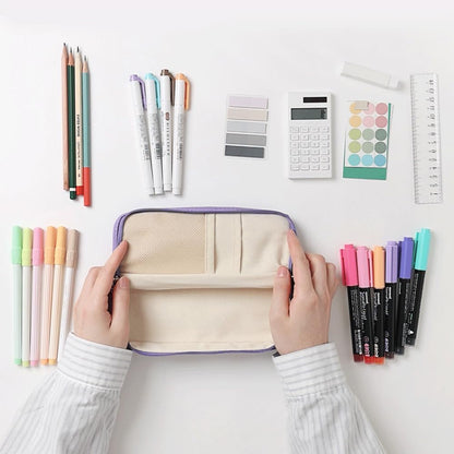 brunch brother Daily Blue Pencil Case, Large Capacity Pencil Pouch with Ample Storage, Simple Design for Students and Professionals