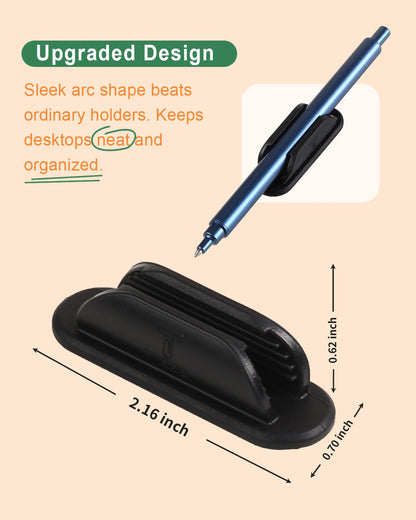 Tiizze Adhesive Pencil Holders for Desk Set of 20 - Silicone Pen Holder with Upgraded Acrylic Adhesive Pads - Flexible Desk Pencil Holder for Class Office Essentials Accessories, Teacher Supplies