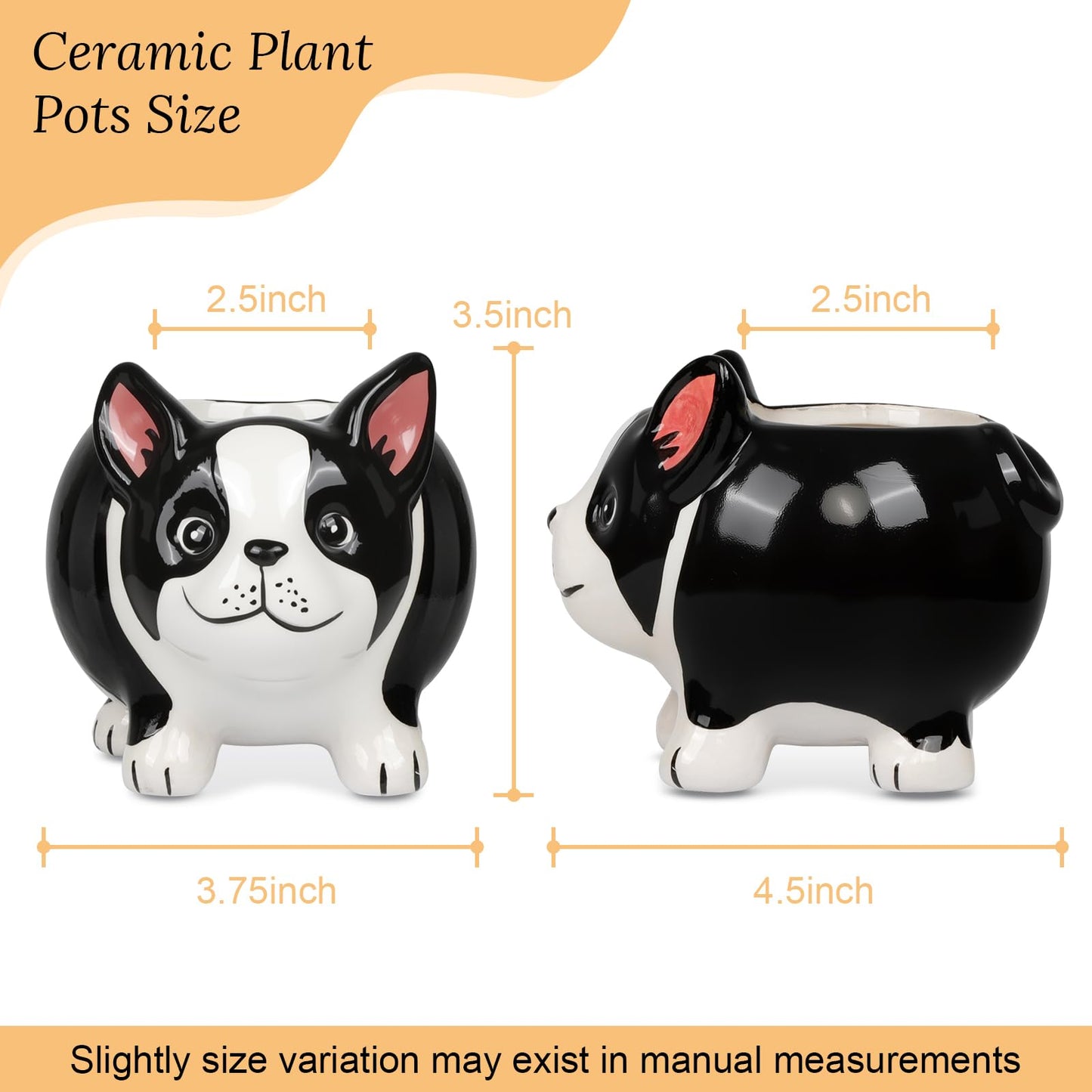 BUYMAX Animal Succulent Plant Pots, Mini Doggy Shape Succulent Planter Handmade Ceramic Plant Pot - Cute Dog Planter for Plants Flower Cactus, Home Decoration Gift - 4 Pack
