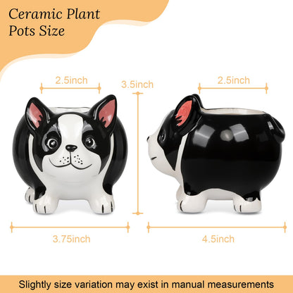 BUYMAX Animal Succulent Plant Pots, Mini Doggy Shape Succulent Planter Handmade Ceramic Plant Pot - Cute Dog Planter for Plants Flower Cactus, Home Decoration Gift - 4 Pack
