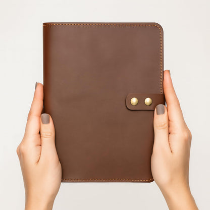 CestAntiQ Rustic Leather Journal Cover | Handmade 6x9 Spiral Steno Pad Holder | Full-Grain Top-Bound Notebook Sleeve & Refillable Cahier Cover (Brown)