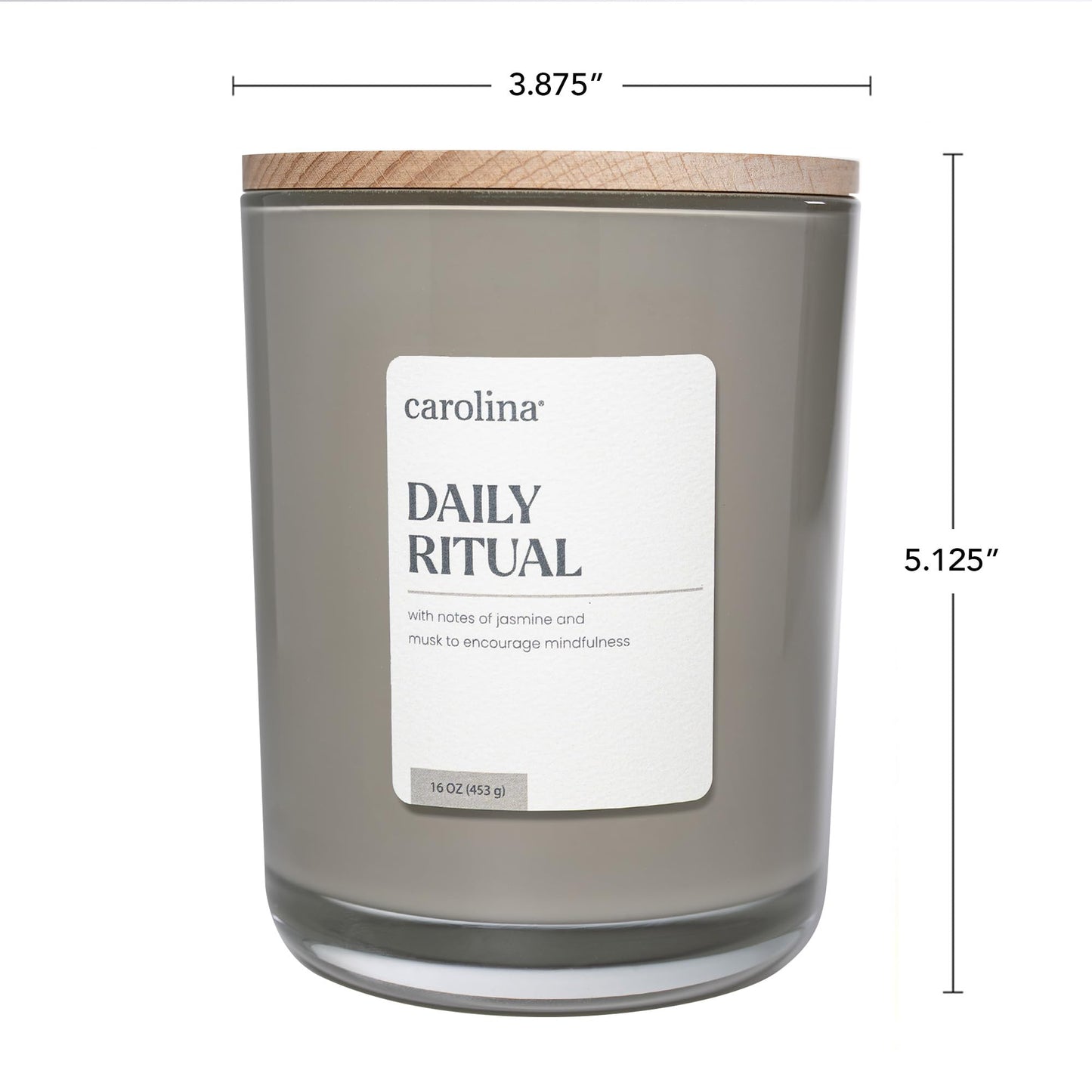 Carolina Daily Ritual Scented Candle, 16 oz Musk & Jasmine Scented, 2 Wick Wellness Relaxing Candle, 60H Burn Time, Ideal for Creating a Welcoming Home - Made in The USA