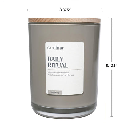 Carolina Daily Ritual Scented Candle, 16 oz Musk & Jasmine Scented, 2 Wick Wellness Relaxing Candle, 60H Burn Time, Ideal for Creating a Welcoming Home - Made in The USA