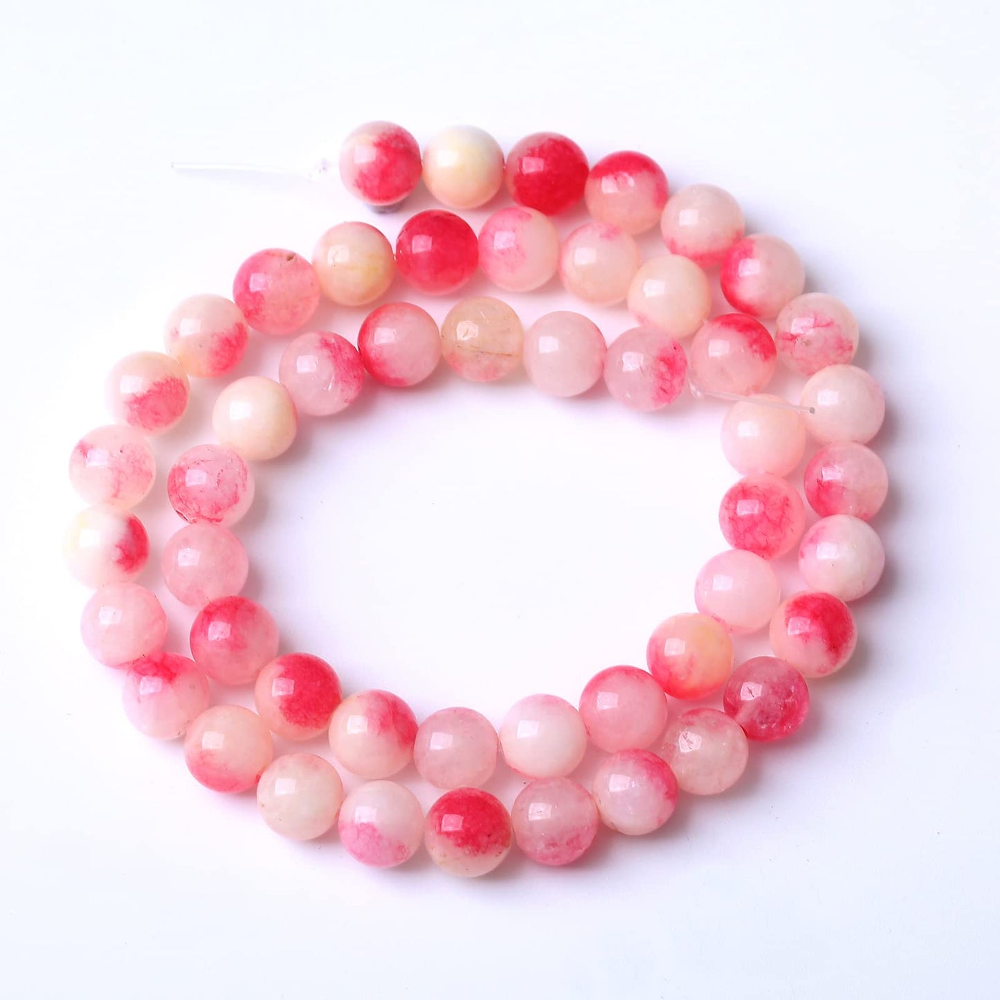 75PCS 10MM Pink Tourmaline Jade 2 Strands Stone Beads for Jewelry Making DIY Bracelet Necklace