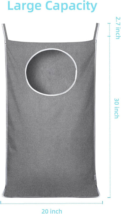 KEEPJOY 2Pack Space-Saving Hanging Laundry Bag, Door Laundry Hamper with 2 Different Types of Hooks, 30x20 Inch Oxford Fabric Laundry Storage Bag for Dirty Clothes (Grey-2Pack)