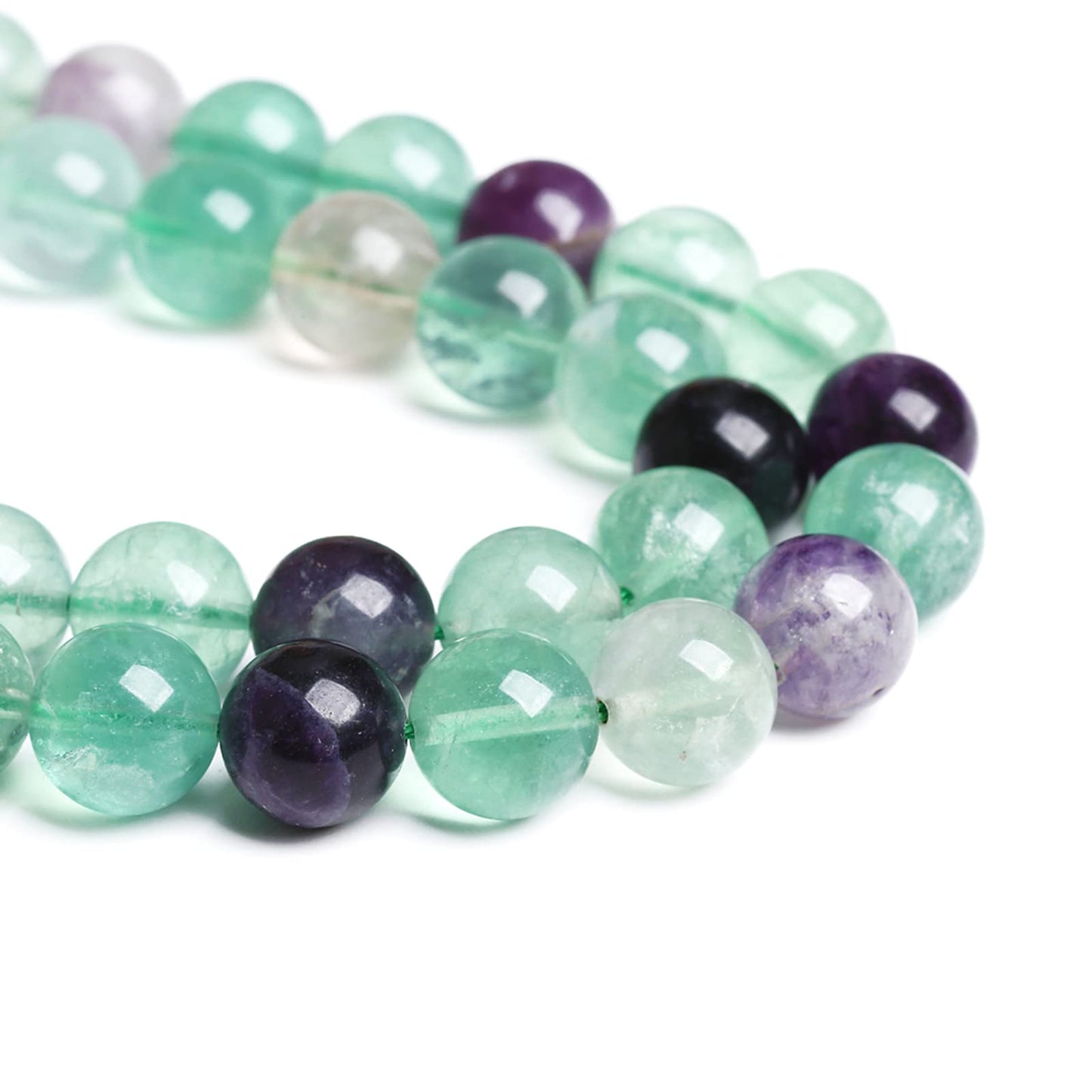 10MM 38PCS Natural Stone Green Fluorite Gemstone Beads for Jewelry Making DIY Bracelet 1 Strand