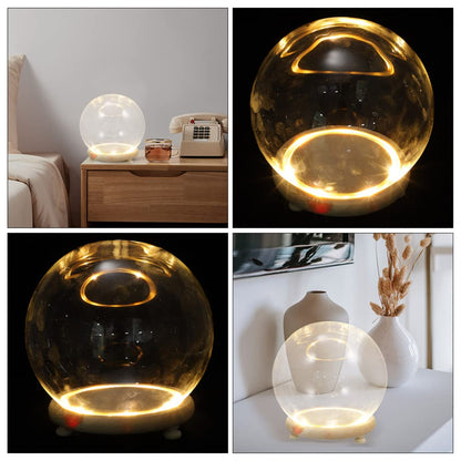 EXCEART Glass Dome with Wooden Base 4 Inch Clear Display Cover Ornament for Home Decor Featuring Led Lighted Preserved Flower Container Micro Landscape Display