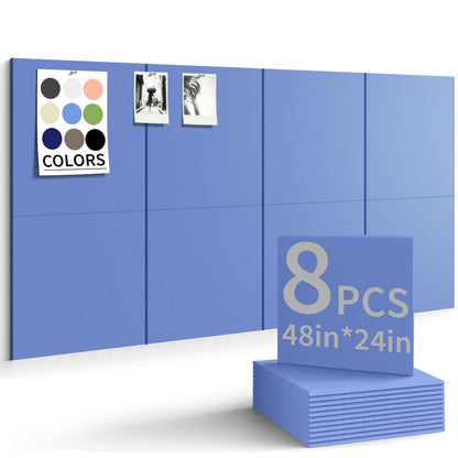 Large Bulletin Board 48"x 24" Cork Boards for Walls, 8 Pack Felt Wall Panels Photo Board, Cork Board for Office Home Pin Board